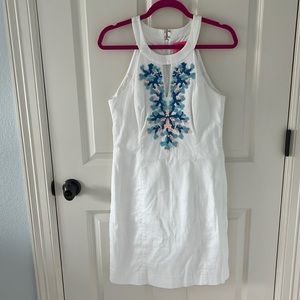 Lilly Pulitzer Women's white dress w/ blue and pink beading (size:6)